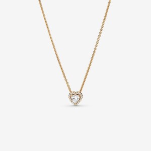 14k Gold Pandora Elevated Heart Necklace Pendant Necklaces | 520-RJICNM