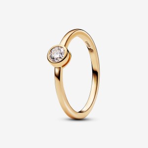 14k Gold Pandora Era Lab-grown Diamond Bezel Ring | 0.25 Carat Total Weight / 14k Gold Lab Grown Diamond Rings | 834-ILHBWF