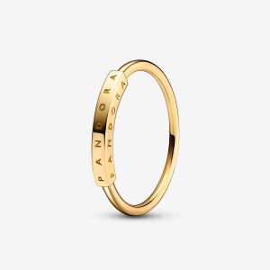 14k Gold Pandora Signature I-D Ring Band Rings | 462-OVWYAD