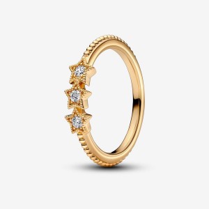 14k Gold-plated unique metal blend Pandora Celestial Stars Ring Stackable Rings | 513-JWSVRH