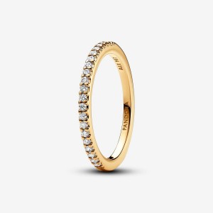 14k Gold-plated unique metal blend Pandora Sparkling Band Ring Band Rings | 087-NCXDTL