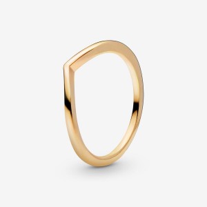 14k Gold-plated unique metal blend Pandora Polished Wishbone Ring Stackable Rings | 930-KZUHXB