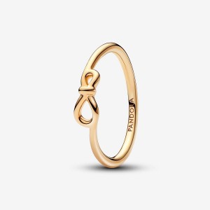 14k Gold-plated unique metal blend Pandora Infinity Knot Ring Stackable Rings | 420-KRSWNP