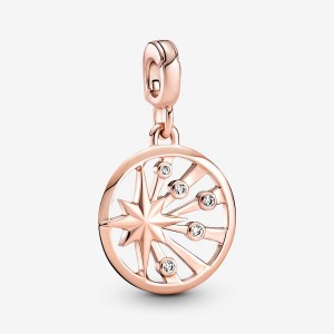 14k Rose gold-plated unique metal blend Pandora Pandora ME Rays of Life Medallion Charm Medallion Charms | 705-NTMEXA