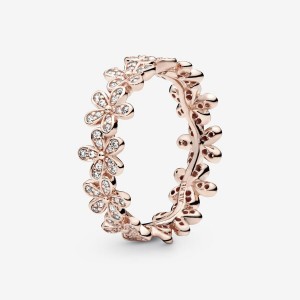 14k Rose gold-plated unique metal blend Pandora Daisy Flower Ring Band Rings | 614-KOFPRV