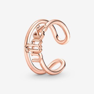 14k Rose gold-plated unique metal blend Pandora Pandora ME Vibes Open Ring Statement Rings | 704-YBKUIJ