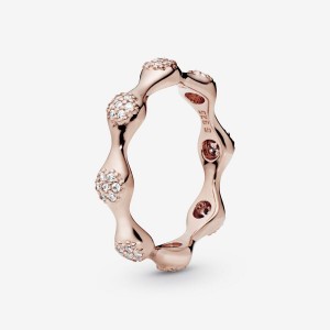 14k Rose gold-plated unique metal blend Pandora Pavé Modern LovePods Ring - FINAL SALE Band Rings | 756-HJYISF