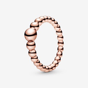 14k Rose gold-plated unique metal blend Pandora String of Beads Ring Stackable Rings | 806-XZHPNR