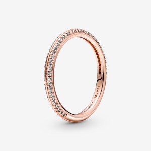 14k Rose gold-plated unique metal blend Pandora Pandora ME Pavé Ring Band Rings | 329-OJQKUG