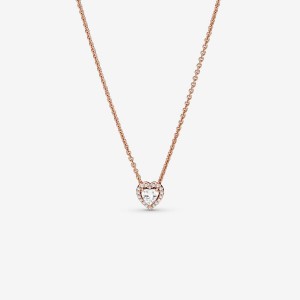 14k Rose gold-plated unique metal blend Pandora Sparkling Heart Collier Necklace Pendant Necklaces | 097-YBEULT