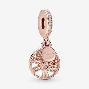 14k Rose gold-plated unique metal blend Pandora Sparkling Family Tree Dangle Charm Dangle Charms | 096-TCYOMB