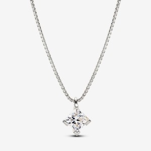 14k White Gold Pandora Nova Lab-grown Diamond Pendant Necklace | 1.00 Carat Total Weight / 14k White Gold Lab Grown Diamond Necklaces | 241-CTQPZJ