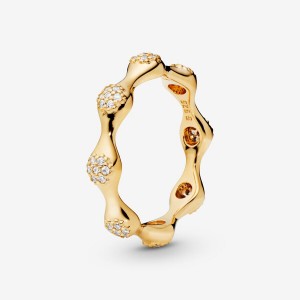 18k Gold-plated Sterling Silver Pandora Pavé Modern LovePods Ring - FINAL SALE Stackable Rings | 284-LDYKQX