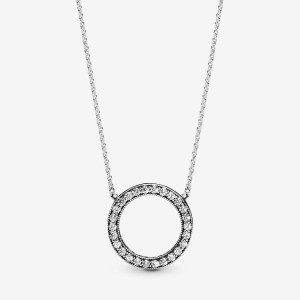 Sterling Silver Pandora Circle of Sparkle Necklace Pendant Necklaces | 318-BVJPAK