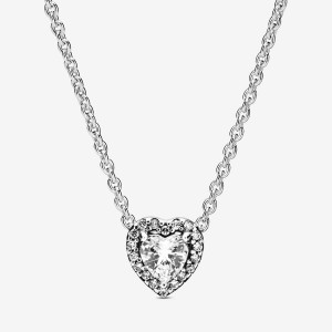 Sterling Silver Pandora Elevated Heart Necklace Pendant Necklaces | 310-SFZRMO