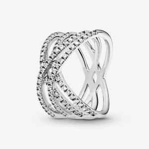 Sterling Silver Pandora Entwined Lines Ring Band Rings | 392-HIQCVM