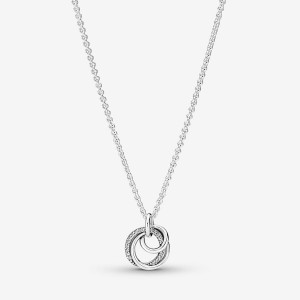 Sterling Silver Pandora Family Always Encircled Pendant Necklace Pendant Necklaces | 648-IYHBPM