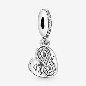 Sterling Silver Pandora Forever Friends Heart Dangle Charm Dangle Charms | 465-MRWKCI