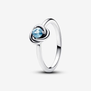 Sterling Silver Pandora March Sea Aqua Blue Eternity Circle Ring Statement Rings | 735-RKIDLA