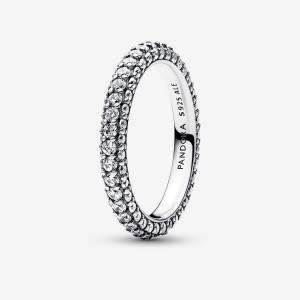 Sterling Silver Pandora Pandora Timeless Pavé Single-row Ring Band Rings | 690-CMVTBU