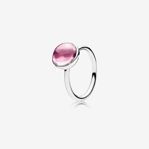 Sterling Silver Pandora Poetic Droplet Ring - Pink CZ Cubic Zirconia Statement Rings | 823-TUMOVR