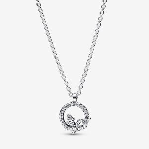 Sterling Silver Pandora Sparkling Herbarium Circle & Cluster Pendant Necklace Pendant Necklaces | 410-MUSXYP