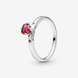 Sterling Silver Pandora Sparkling Red Heart Ring Heart & Promise Rings | 873-HRNKVQ