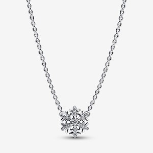 Sterling Silver Pandora Sparkling Snowflake Pendant Necklace Pendant Necklaces | 469-GUHQCW