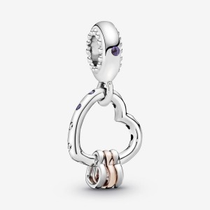 Sterling silver and 14k Rose gold-plated unique metal blend Pandora Heart Full of Hearts Dangle Charm Dangle Charms | 436-UOATPM