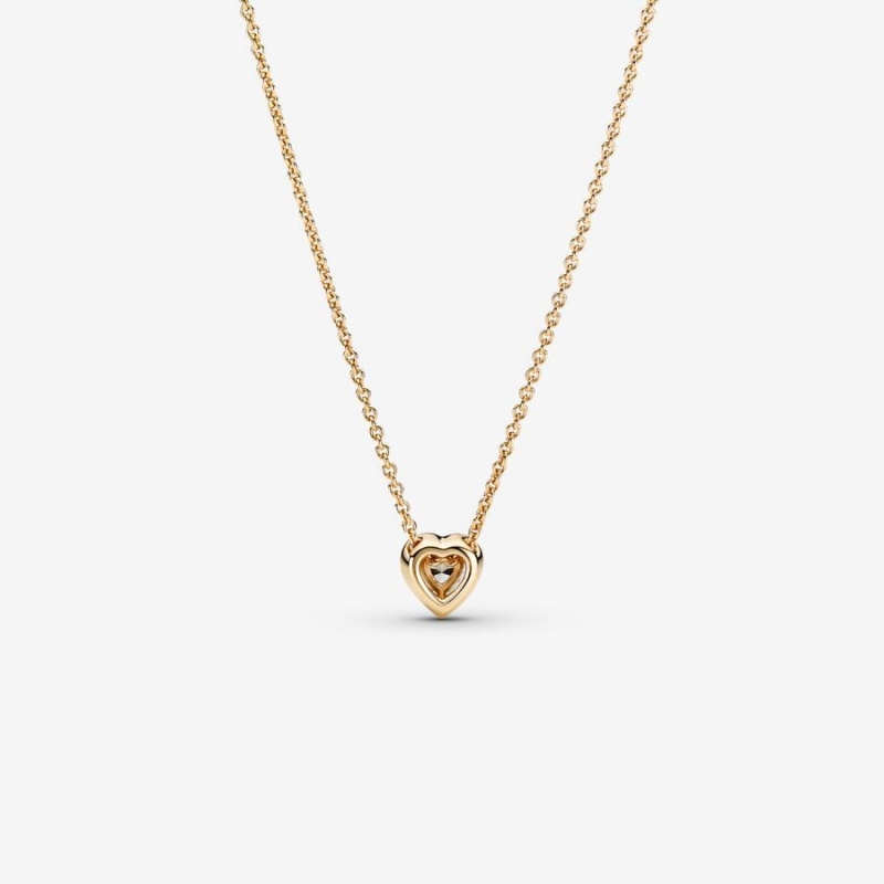 14k Gold Pandora Elevated Heart Necklace Pendant Necklaces | 520-RJICNM