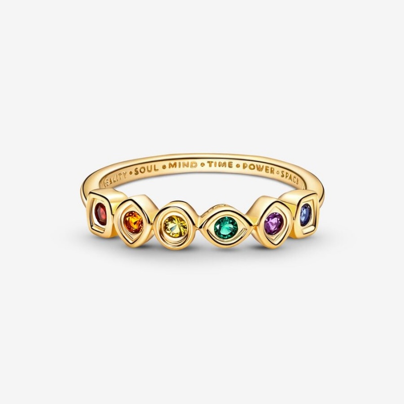 14k Gold-plated unique metal blend Pandora Marvel The Avengers Infinity Stones Ring Statement Rings | 032-UBOMGI