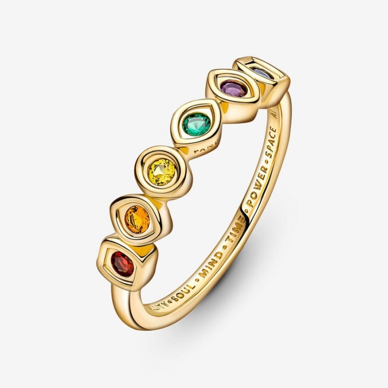 14k Gold-plated unique metal blend Pandora Marvel The Avengers Infinity Stones Ring Statement Rings | 032-UBOMGI