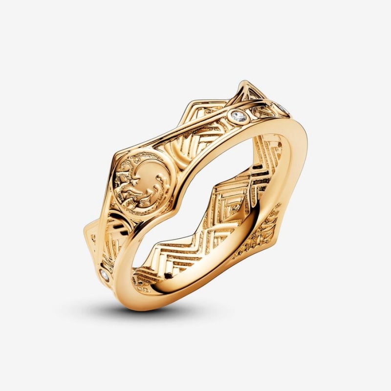 14k Gold-plated unique metal blend Pandora Game of Thrones House of the Dragon Crown Ring Statement Rings | 273-CQMAOE