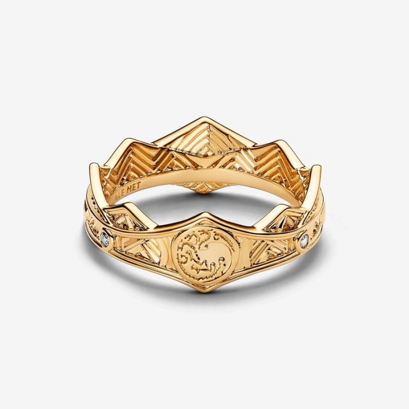 14k Gold-plated unique metal blend Pandora Game of Thrones House of the Dragon Crown Ring Statement Rings | 273-CQMAOE