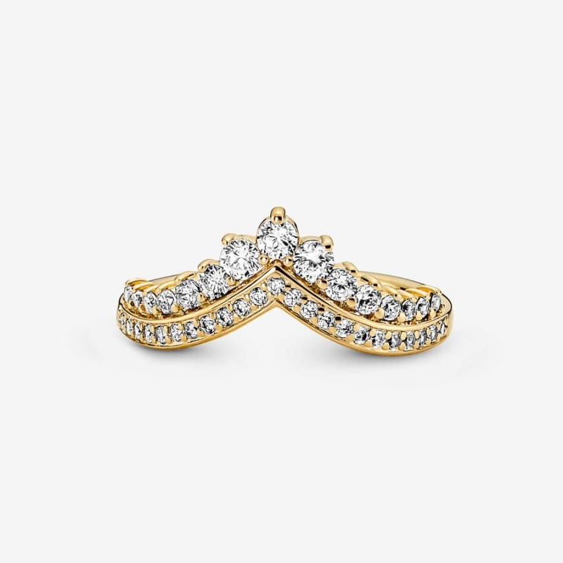 14k Gold-plated unique metal blend Pandora Pandora Timeless Wish Tiara Ring Statement Rings | 867-XUGAMJ