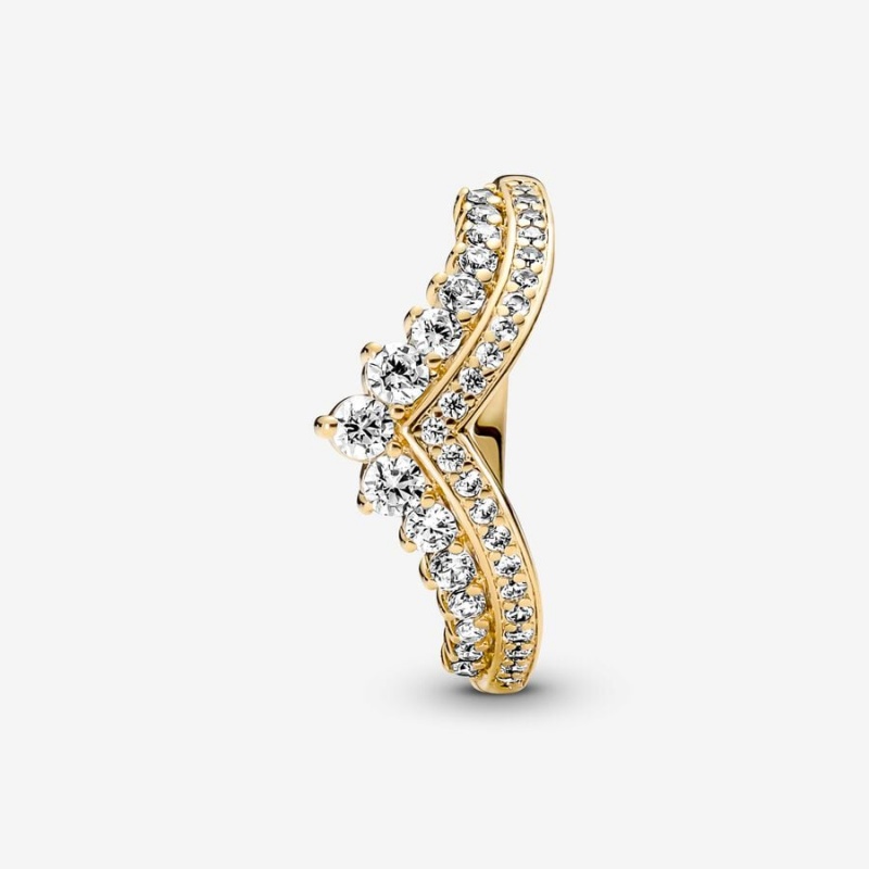 14k Gold-plated unique metal blend Pandora Pandora Timeless Wish Tiara Ring Statement Rings | 867-XUGAMJ