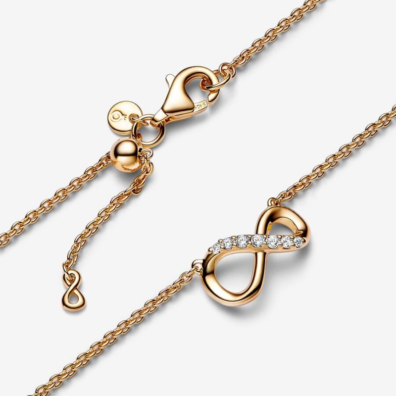 14k Gold-plated unique metal blend Pandora Sparkling Infinity Collier Necklace Pendant Necklaces | 936-SGZTWE