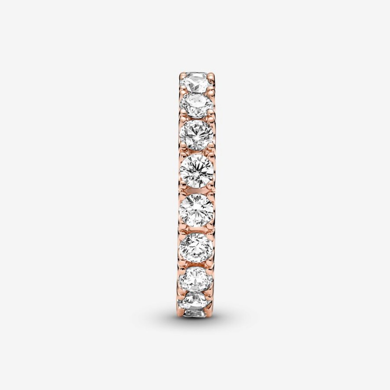 14k Rose gold-plated unique metal blend Pandora Sparkling Row Eternity Ring Band Rings | 745-XOGFYD