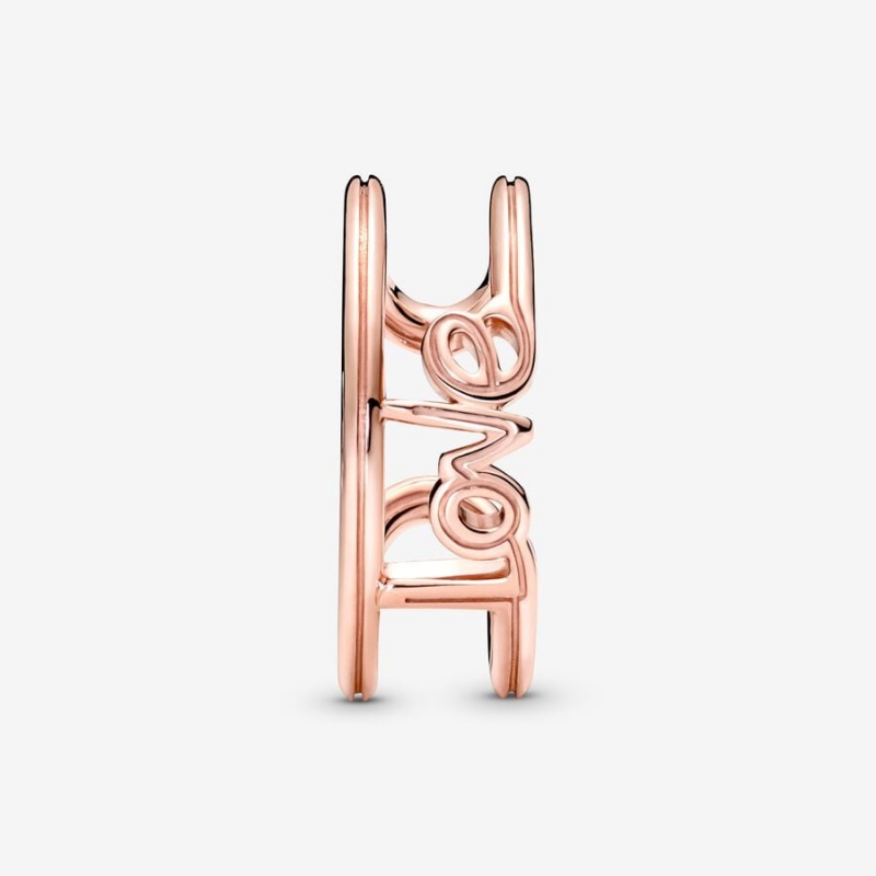 14k Rose gold-plated unique metal blend Pandora Pandora ME Love Open Ring Statement Rings | 650-FTGYWD