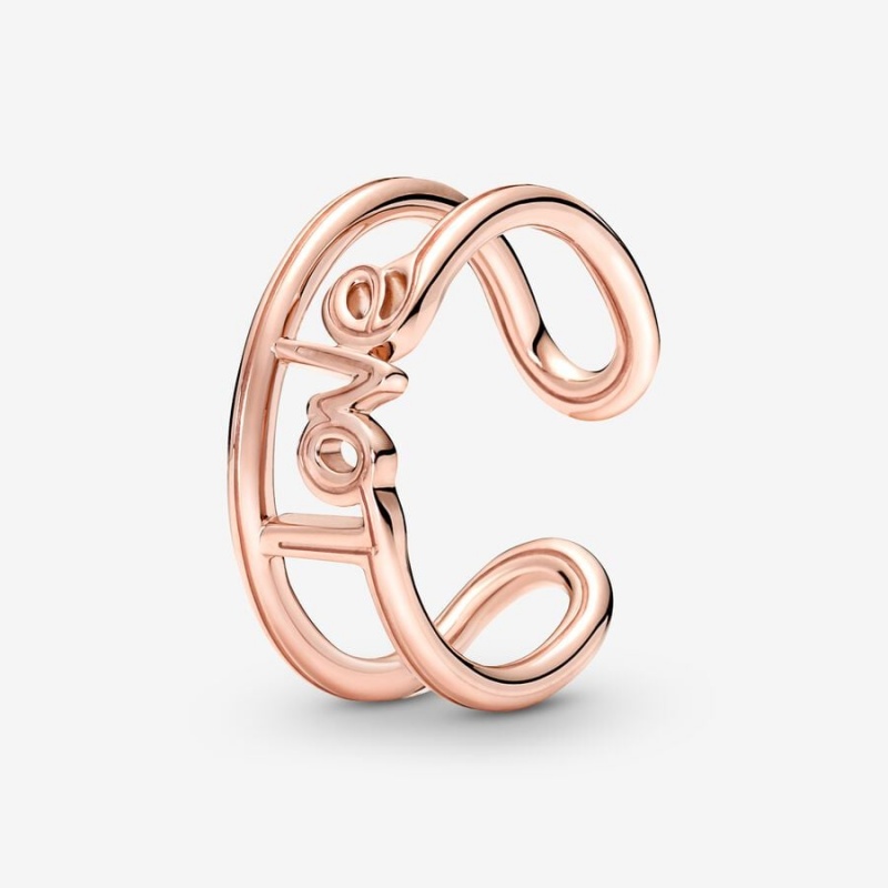 14k Rose gold-plated unique metal blend Pandora Pandora ME Love Open Ring Statement Rings | 650-FTGYWD