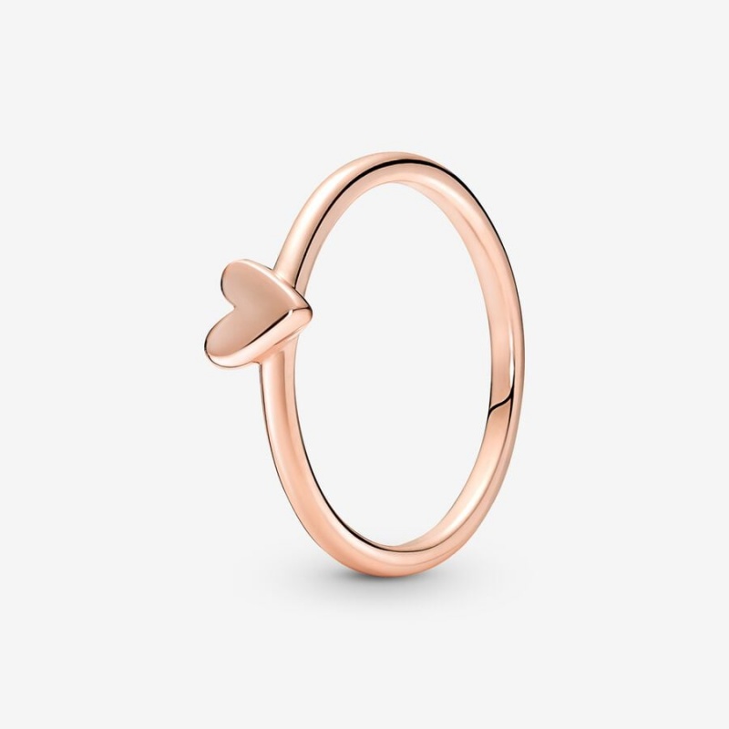 14k Rose gold-plated unique metal blend Pandora Freehand Heart Ring Heart & Promise Rings | 371-SDWOFB