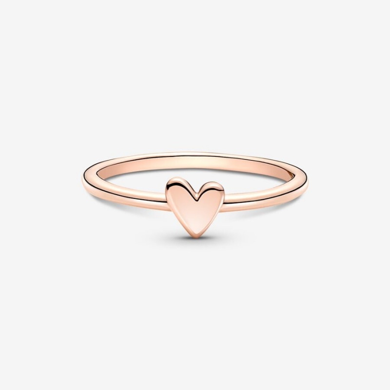 14k Rose gold-plated unique metal blend Pandora Freehand Heart Ring Heart & Promise Rings | 371-SDWOFB