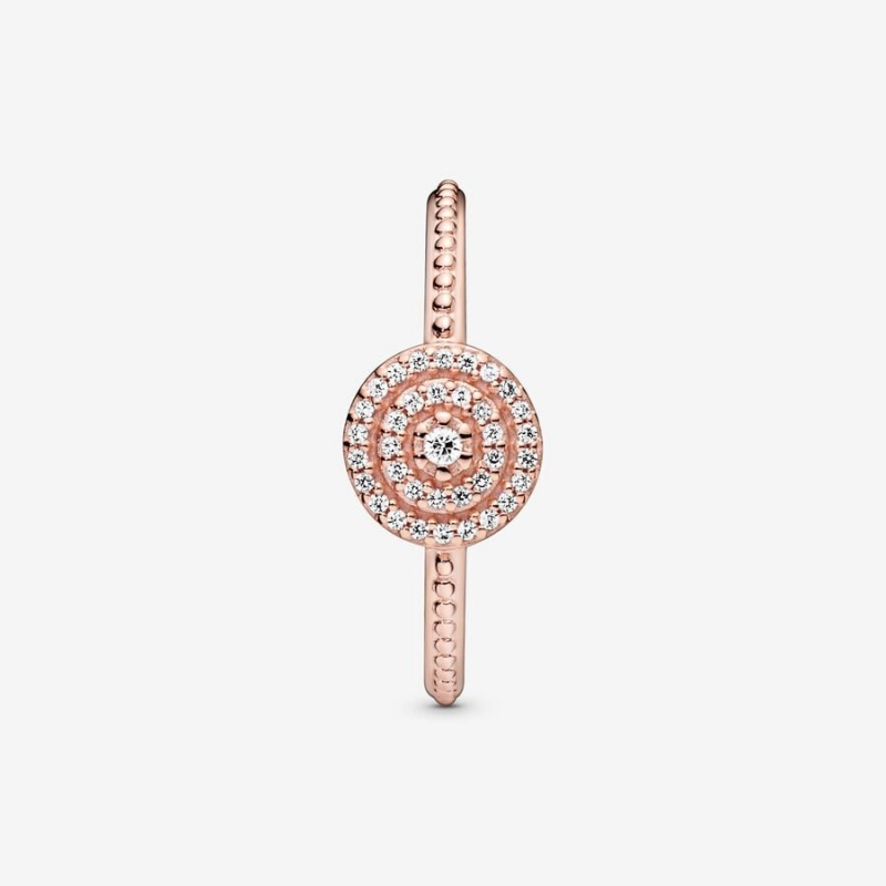 14k Rose gold-plated unique metal blend Pandora Elegant Sparkle Ring Statement Rings | 379-QRLPEN