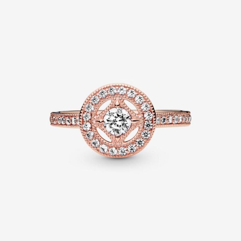 14k Rose gold-plated unique metal blend Pandora Vintage Circle Ring Statement Rings | 738-WFJQVN