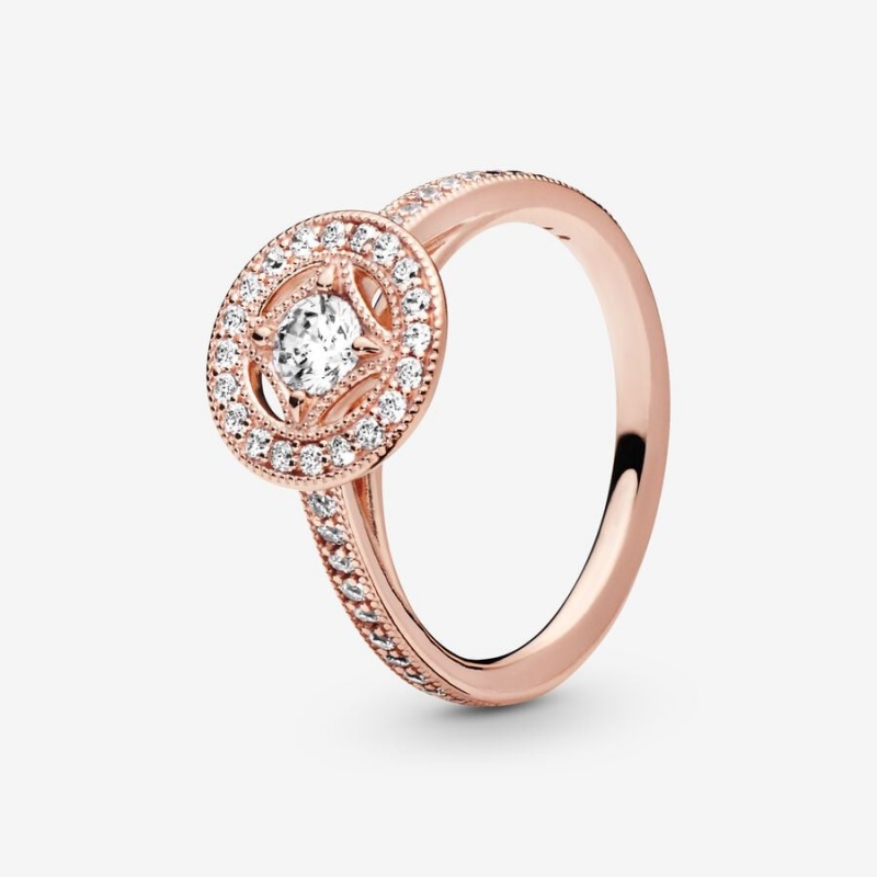 14k Rose gold-plated unique metal blend Pandora Vintage Circle Ring Statement Rings | 738-WFJQVN