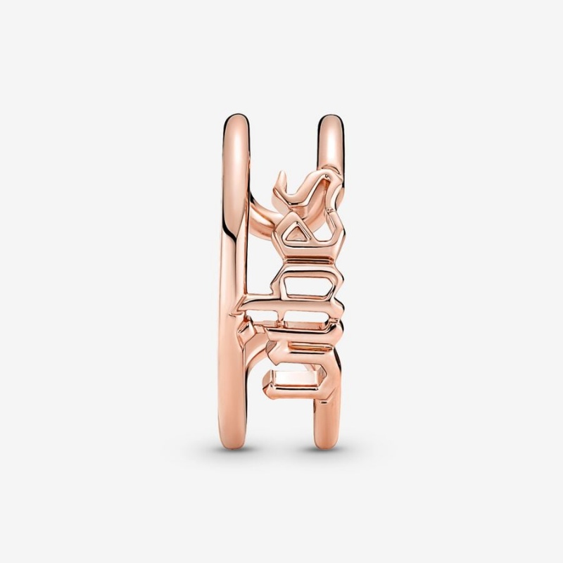 14k Rose gold-plated unique metal blend Pandora Pandora ME Vibes Open Ring Statement Rings | 704-YBKUIJ