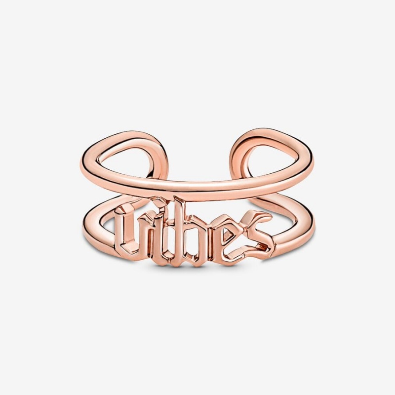 14k Rose gold-plated unique metal blend Pandora Pandora ME Vibes Open Ring Statement Rings | 704-YBKUIJ