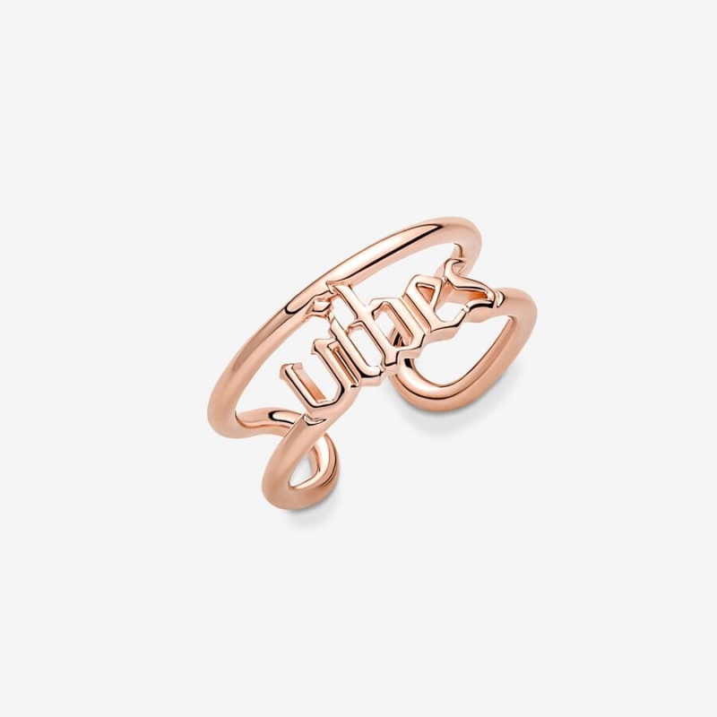 14k Rose gold-plated unique metal blend Pandora Pandora ME Vibes Open Ring Statement Rings | 704-YBKUIJ