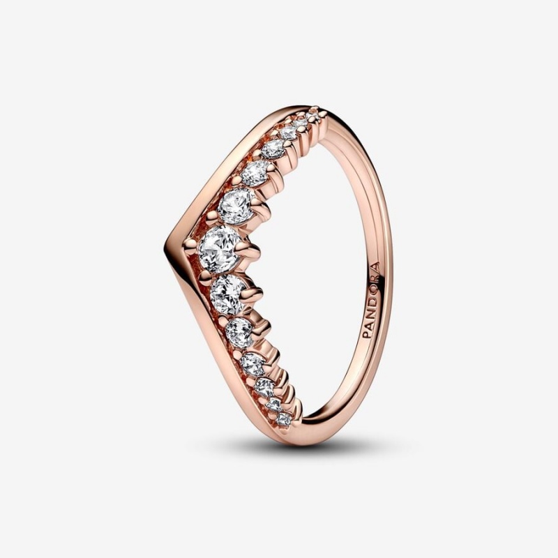 14k Rose gold-plated unique metal blend Pandora Pandora Timeless Wish Floating Pavé Ring Stackable Rings | 568-HKLBFG