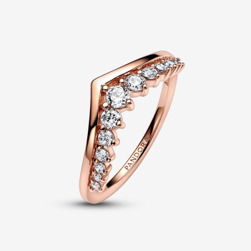 14k Rose gold-plated unique metal blend Pandora Pandora Timeless Wish Floating Pavé Ring Stackable Rings | 568-HKLBFG